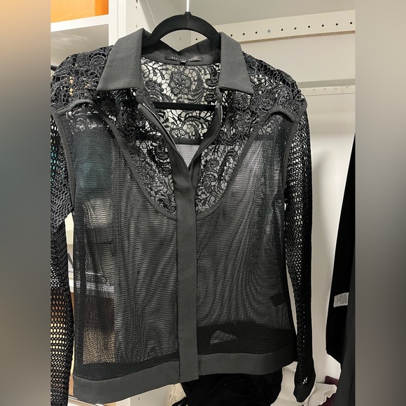 Endless Rose zip jacket. Small. Black. Floral top. White shown as stock photo. - Picture 7 of 9